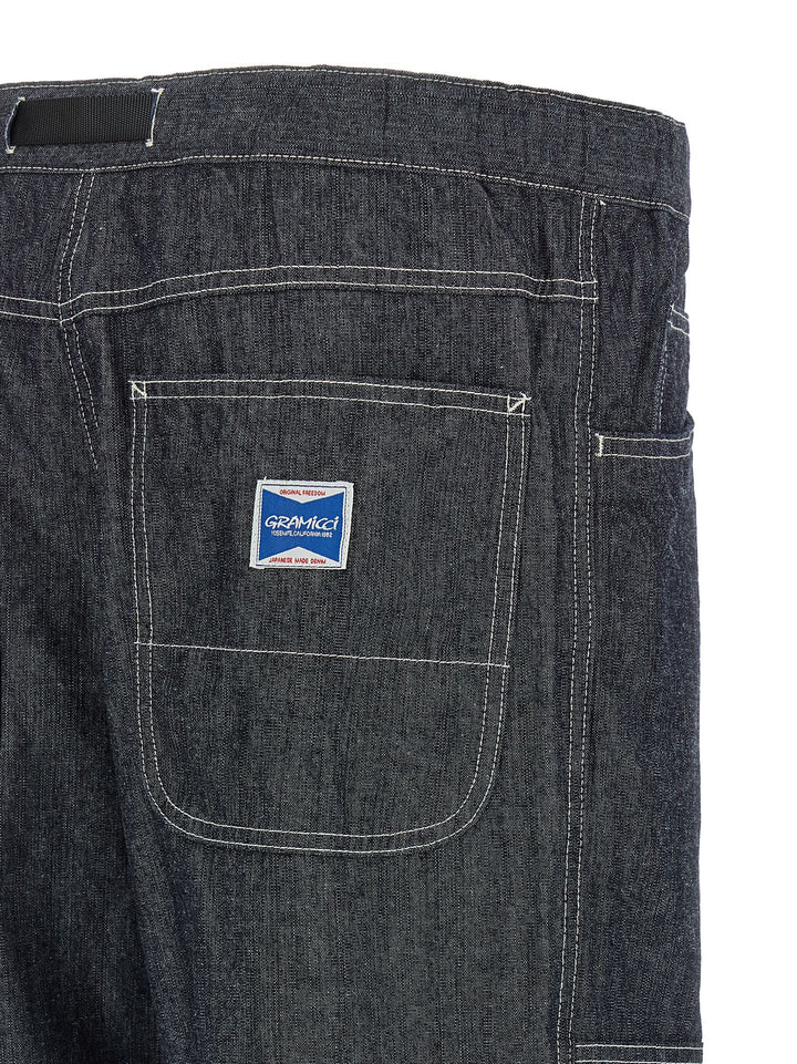 Gramicci Japanese Chambray Double Knee Jeans - Blu | 00c47de590f7bce98dbaf0082f3d144482262b17