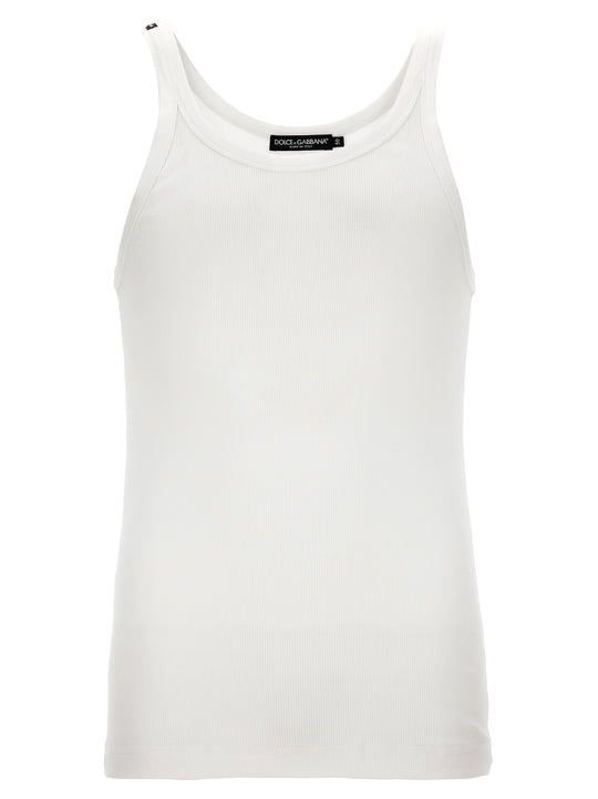 Ribbed Tank Top Top Bianco