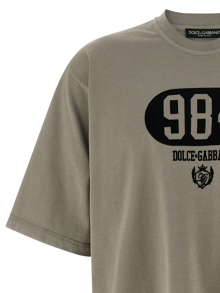 Dolce & Gabbana Flocked Print T shirt - Grigio | c345fbfee36d242ff3a04a3a759fa0c6bf86a272