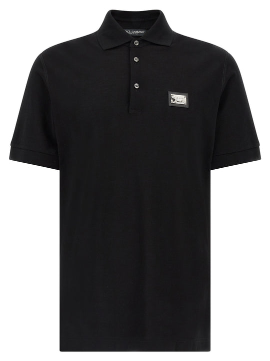 Logo Plate Shirt Polo Nero