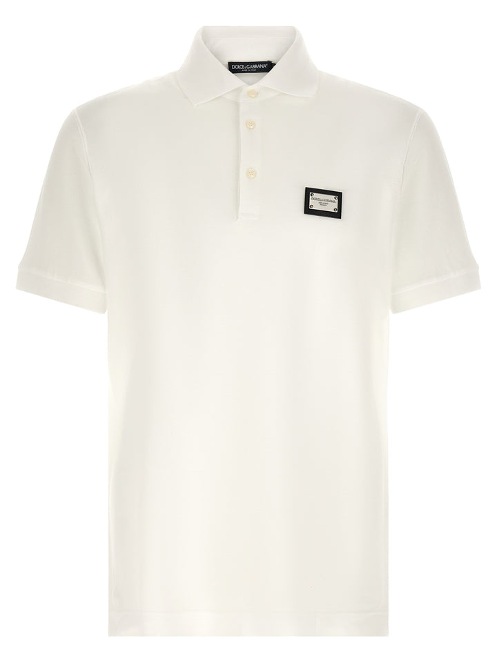 Dolce & Gabbana Logo Plate  Shirt Polo - Bianco | 32b736eb9b94d6fe6e1665de4cc9961523840d4c