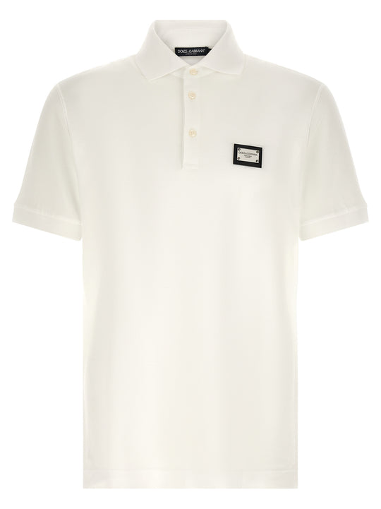 Logo Plate Shirt Polo Bianco