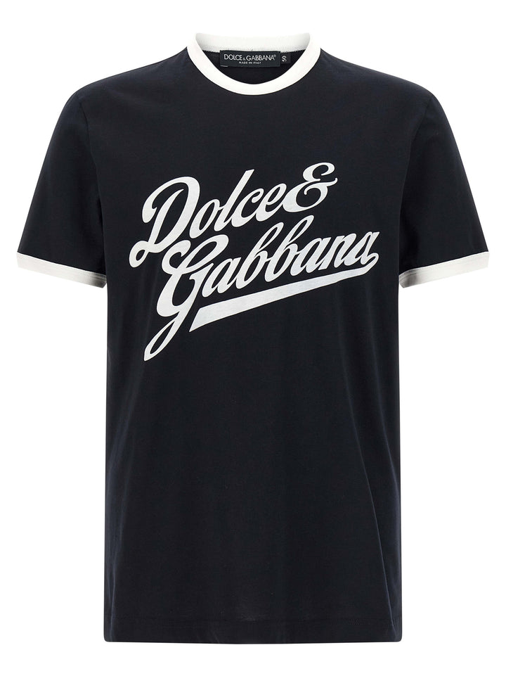 Dolce & Gabbana Velvet Logo T shirt - Blu | 8af7d01378f798dbf5f494173e6ce1d8ca1253d8