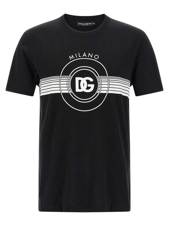 Dg Logo Print T Shirt Bianco/Nero