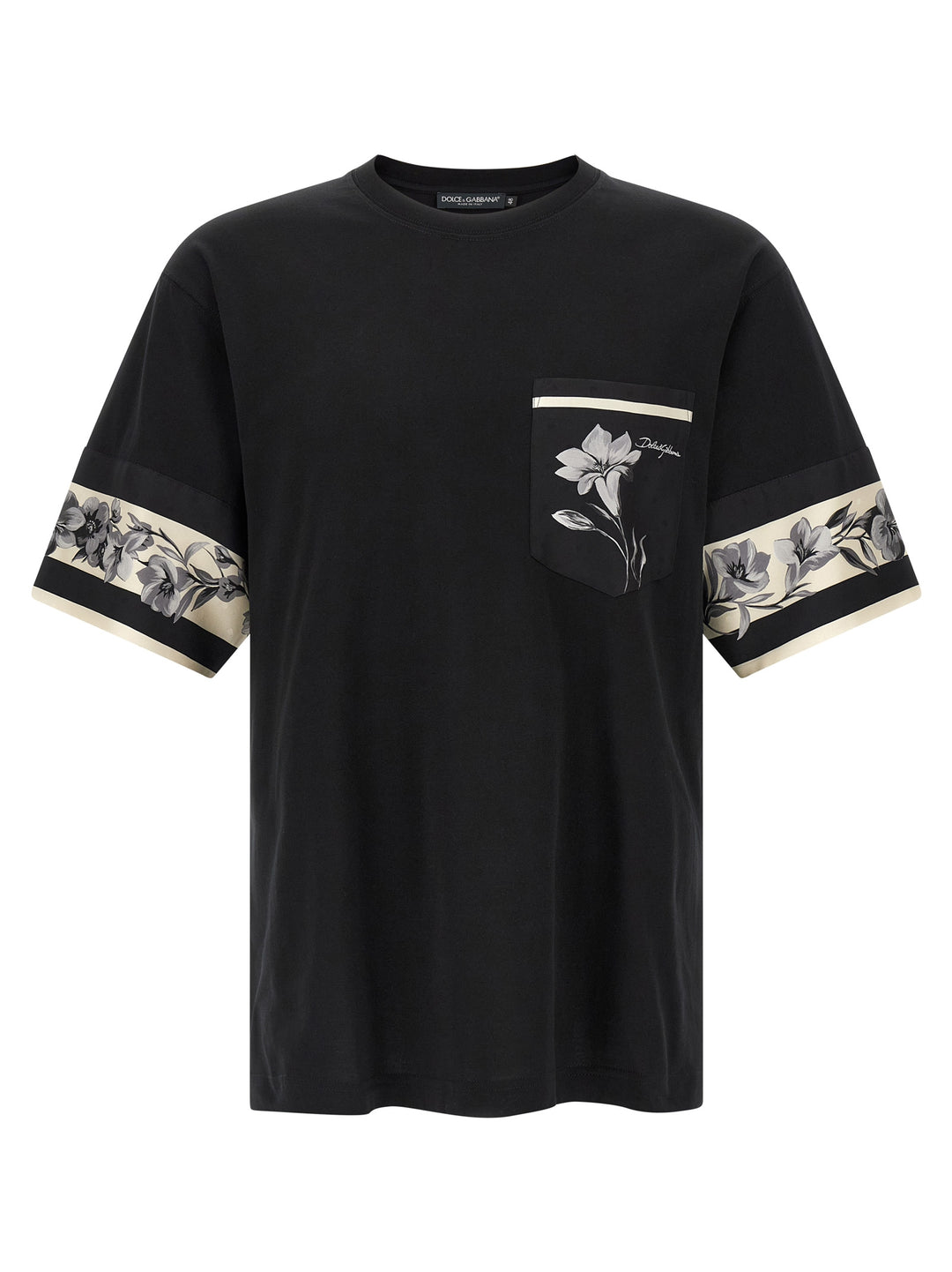 Dolce & Gabbana Silk Detail T shirt - Nero | 6935eca7d233de3444eb1bacbfef3f0ad10ac9e9