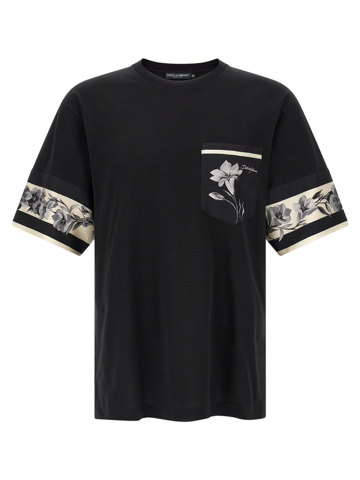 Dolce & Gabbana Silk Detail T shirt - Nero | 6935eca7d233de3444eb1bacbfef3f0ad10ac9e9