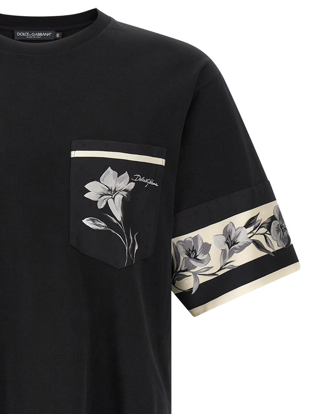 Dolce & Gabbana Silk Detail T shirt - Nero | f174a2cc69fea95503e012532e01aeaecd4e2324