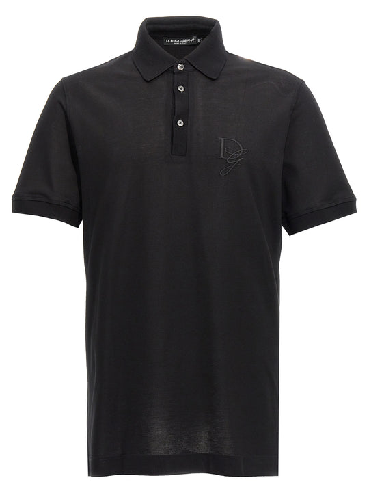 Logo Embroidery Shirt Polo Nero