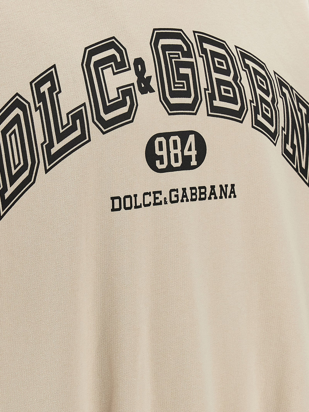 Dolce & Gabbana Logo Print Hoodie Felpe - Beige | 06ac5b480e6bb9108b5e2322339287249db0fac1