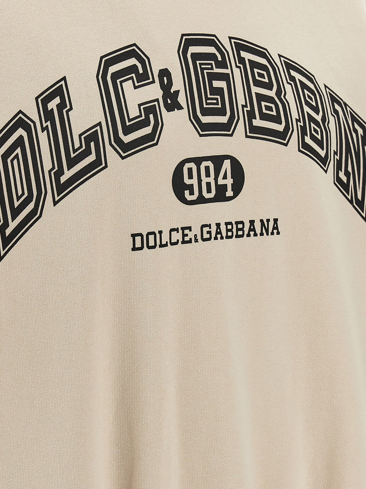 Dolce & Gabbana Logo Print Hoodie Felpe - Beige | 06ac5b480e6bb9108b5e2322339287249db0fac1