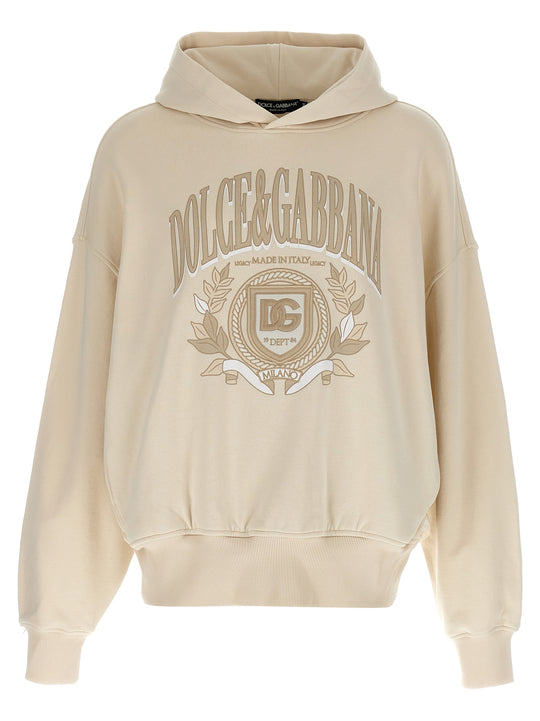 Embroidered Hoodie Felpe Beige