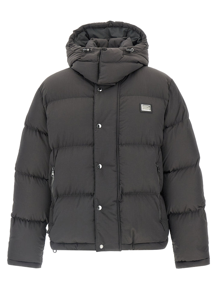 Dolce & Gabbana Logo Patch Down Jacket Puffer Jackets - Grigio | 1377df3dab0c6c29ab3bc28e379a2020d5c16b88