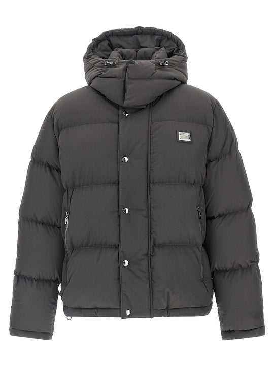 Logo Patch Down Jacket Puffer Jackets Grigio