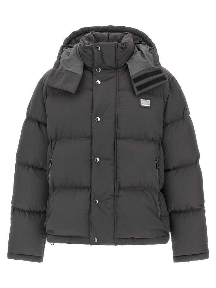 Dolce & Gabbana Logo Patch Down Jacket Puffer Jackets - Grigio | e881309fef7dfd452abd5298e86a6f6e11e1d22f