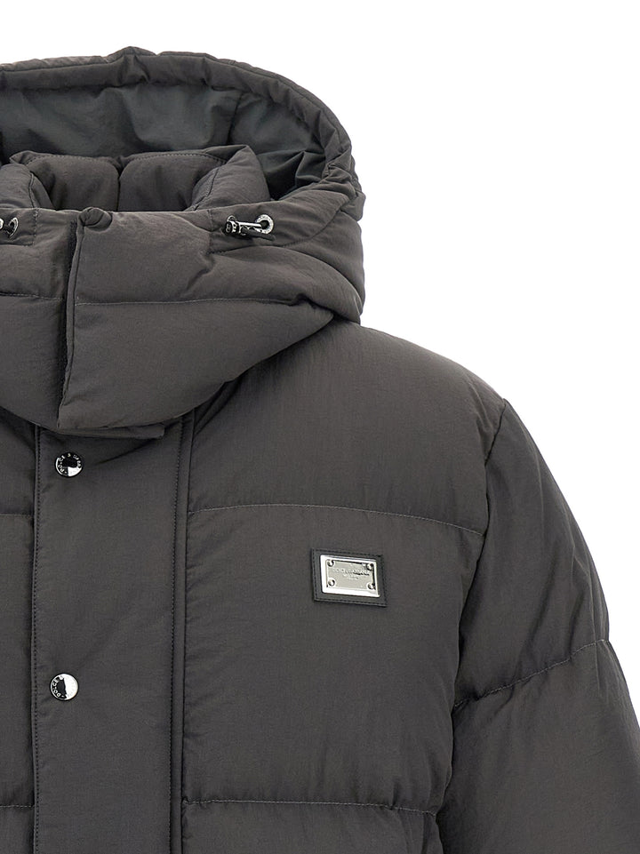 Dolce & Gabbana Logo Patch Down Jacket Puffer Jackets - Grigio | b490bff4d43d629b7f4063fe52b02755b2cb9aa0
