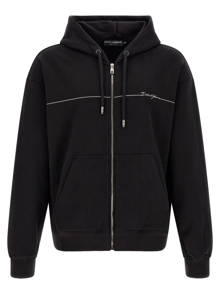Dolce & Gabbana Logo Embroidery Hoodie Felpe - Nero | 7a828c4e6434af344d01ea725933109b75c37759