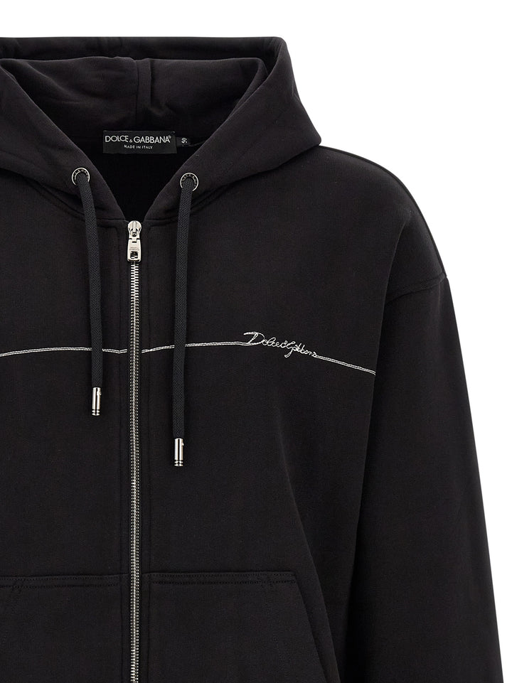 Dolce & Gabbana Logo Embroidery Hoodie Felpe - Nero | 07a4f8c2999b441988216afeb65fe8c3718d65e3