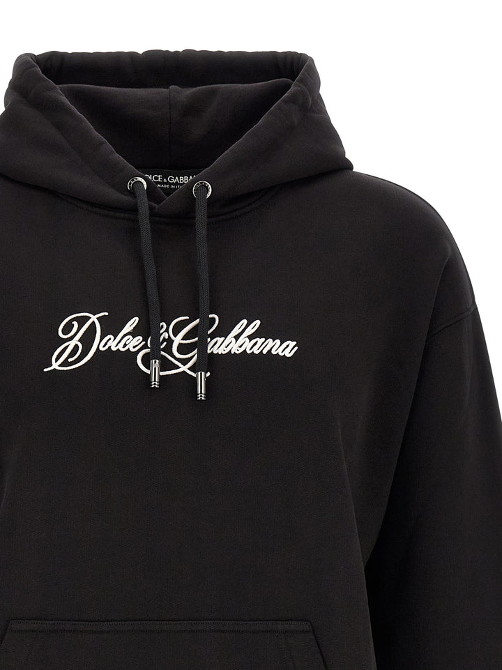 Dolce & Gabbana Logo Embroidery Hoodie Felpe - Nero | 2473e8dee256b8cd80e954b2d327fc587fed220f