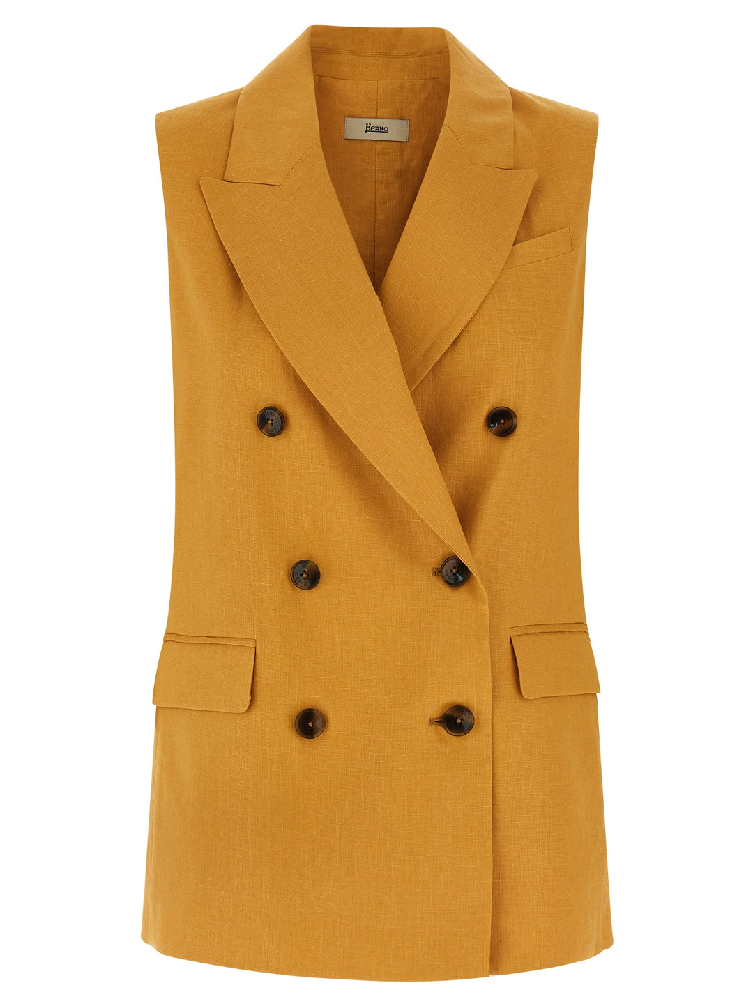 Herno Linen Vest Gilet - Giallo | e0c8bc59a811c576f3333304f4c044434cb45e1b