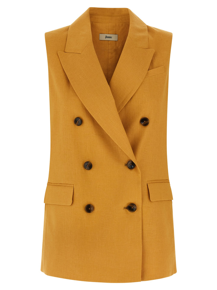 Herno Linen Vest Gilet - Giallo | e0c8bc59a811c576f3333304f4c044434cb45e1b