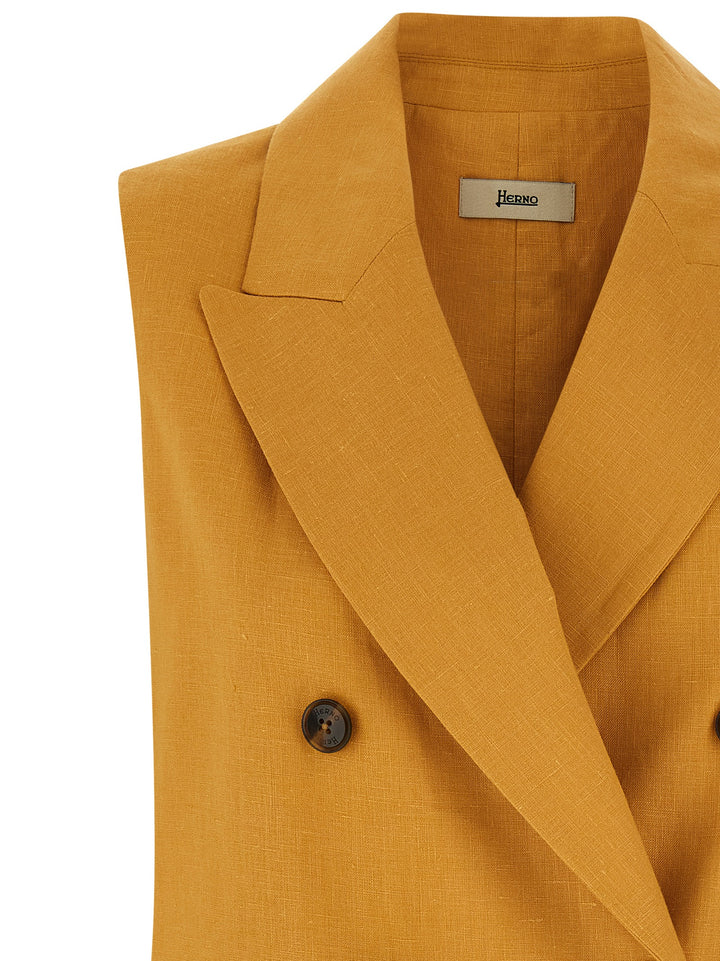 Herno Linen Vest Gilet - Giallo | 3093b72dd175937ae5ee4435ca034e5789606e7c