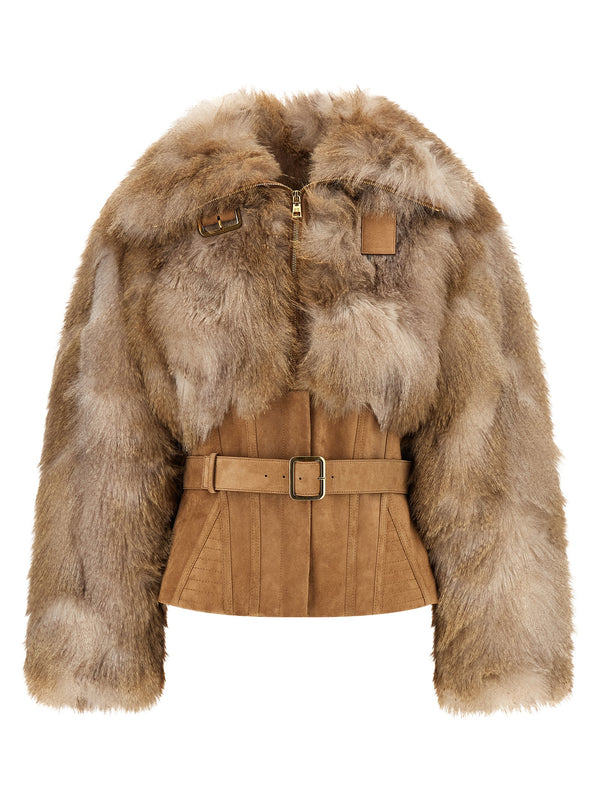 Bustier And Belted Jacket Puffer Jackets Marrone