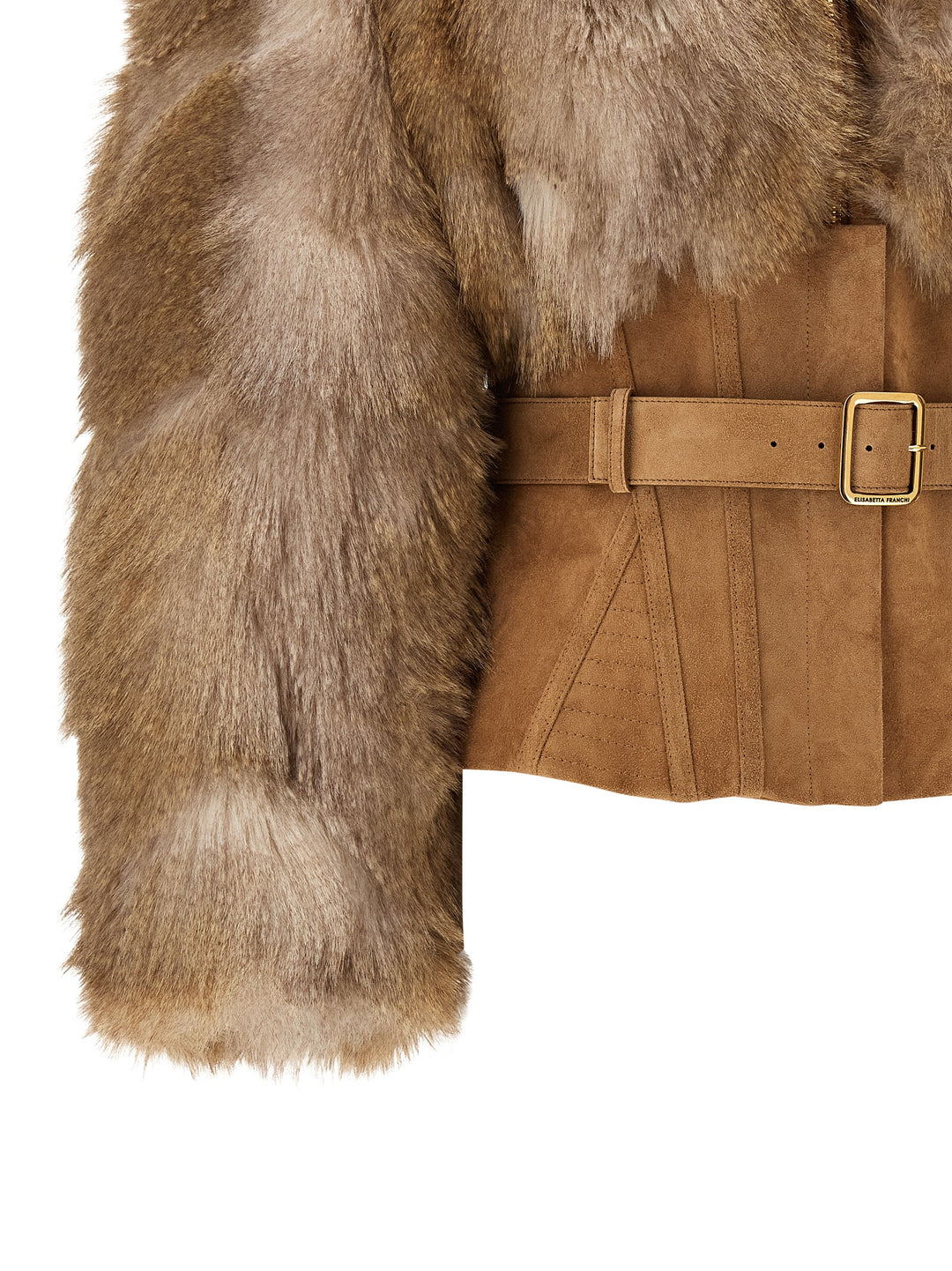 Elisabetta Franchi Bustier And Belted Jacket Puffer Jackets - Marrone | 9907d22511bc384e8d921ca8329b037c3e920da3
