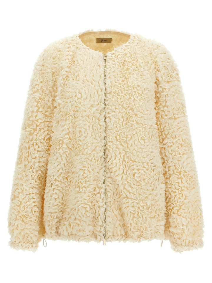 Herno Mini Ruffle Jacket Puffer Jackets - Bianco | 2e1e3ea9dbf87d5bbe691b0e126a050caccb4769