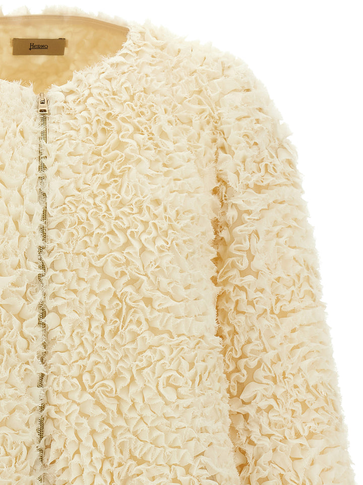Herno Mini Ruffle Jacket Puffer Jackets - Bianco | 9fe6dd4ce0c5a8546267ef875ab93d7112fd96e1