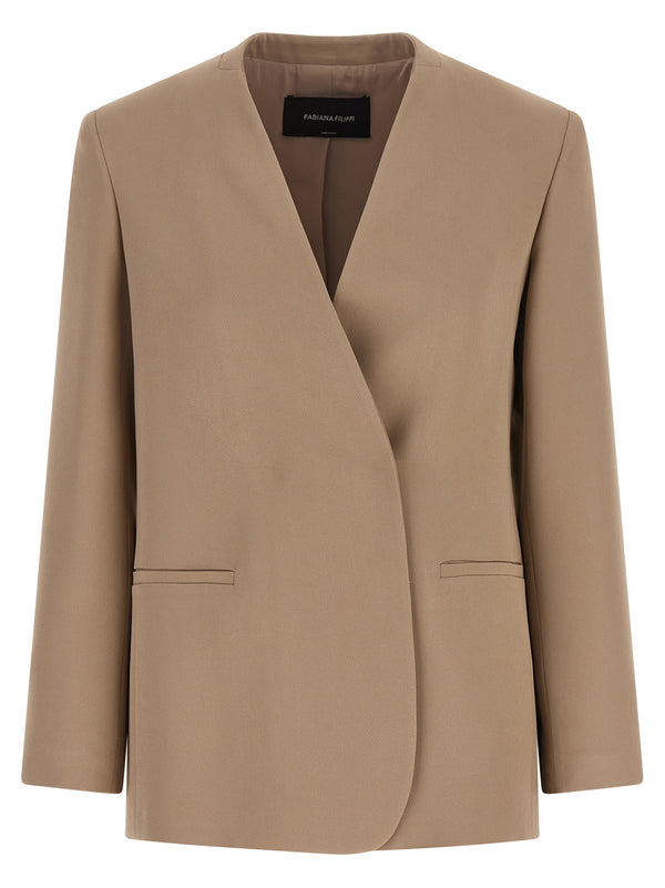 Twill Blazer Blazers Beige