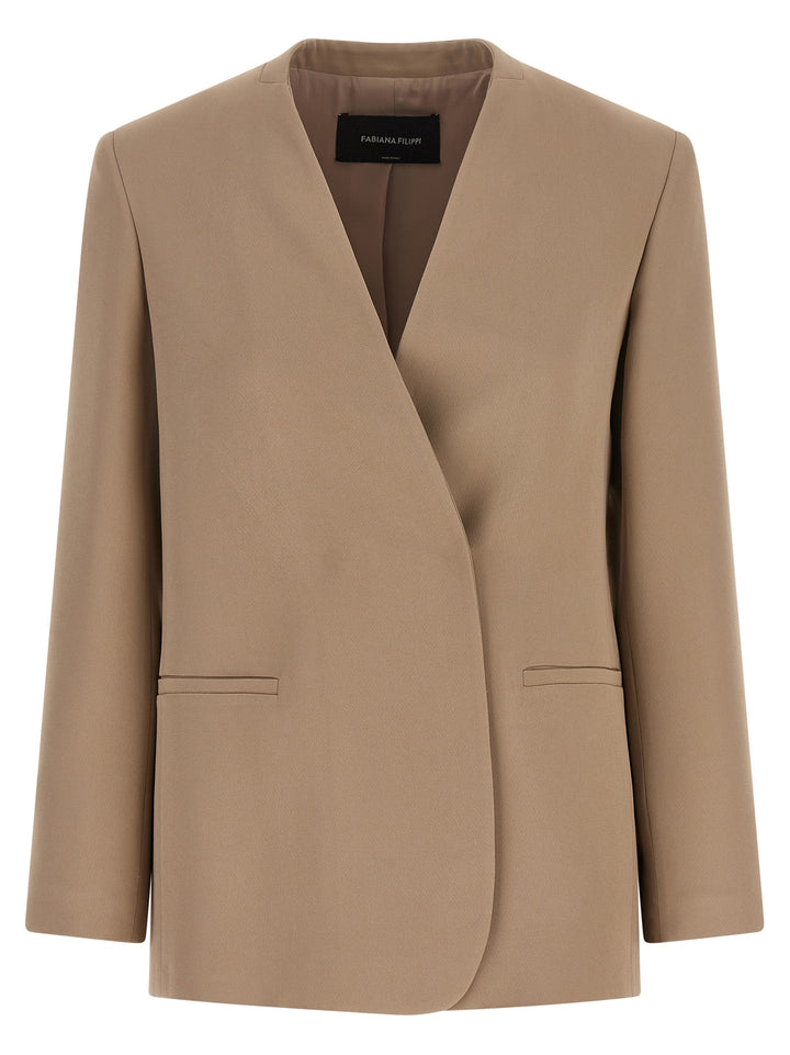 Fabiana Filippi Twill Blazer BlazerS - Beige | 12192f83bfef78391133bf55cd66a162ef1046a7