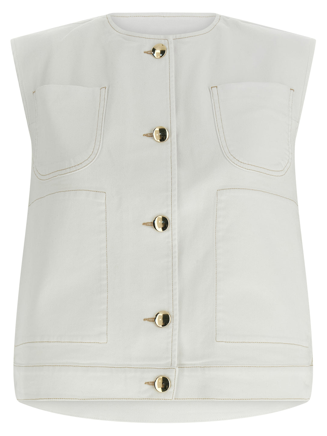 Fabiana Filippi Denim And Knit Vest Gilet - Bianco | 5f402f3654b6a101543a5fd93dcd1ced5a242031