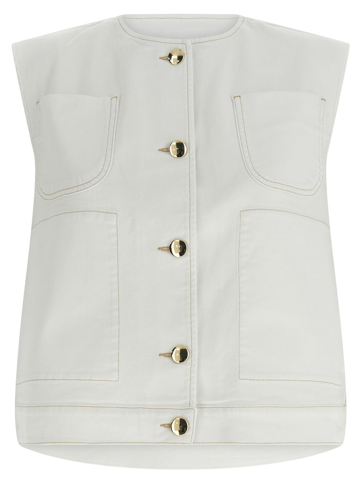 Fabiana Filippi Denim And Knit Vest Gilet - Bianco | 5f402f3654b6a101543a5fd93dcd1ced5a242031