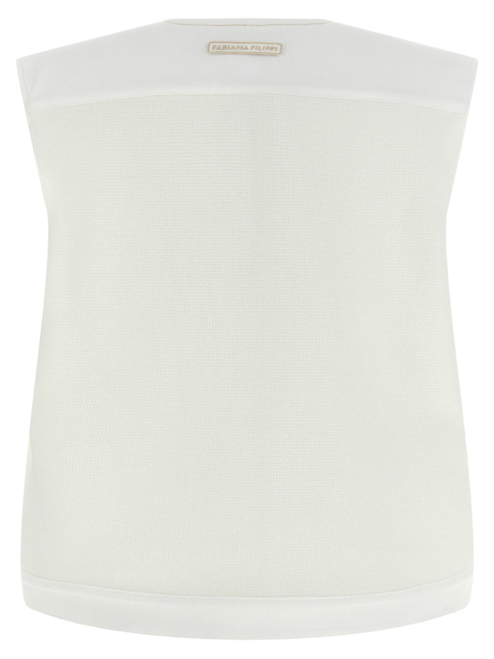 Fabiana Filippi Denim And Knit Vest Gilet - Bianco | e37265fcd8648e04ec38f34a4bef16eed72cd6ec