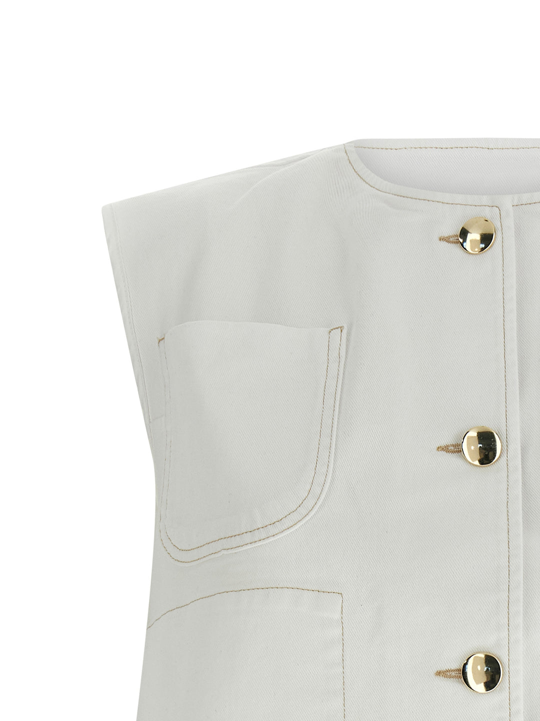 Fabiana Filippi Denim And Knit Vest Gilet - Bianco | 44daccb26ea54b29ae9119d346f4219c0260a339