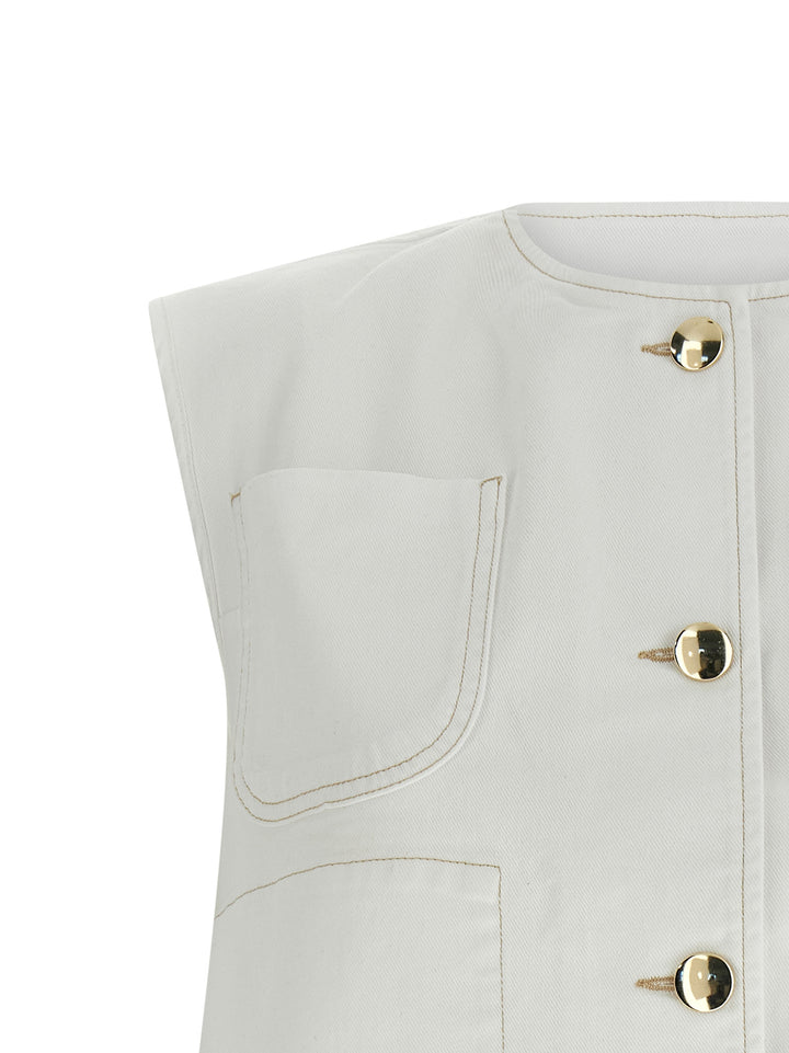 Fabiana Filippi Denim And Knit Vest Gilet - Bianco | 44daccb26ea54b29ae9119d346f4219c0260a339