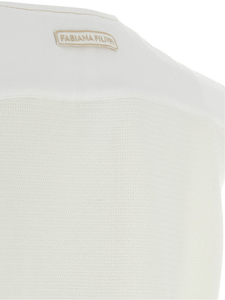 Fabiana Filippi Denim And Knit Vest Gilet - Bianco | 55d57c5b9401e8fb5302699e29cb883dd683fb6a