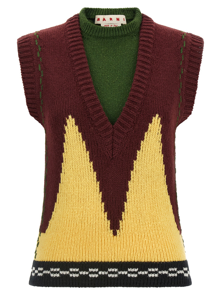 Marni Knit Vest Gilet - Bordeaux | c2884290ab84c22266c2fb9561d3fca39a6652c7