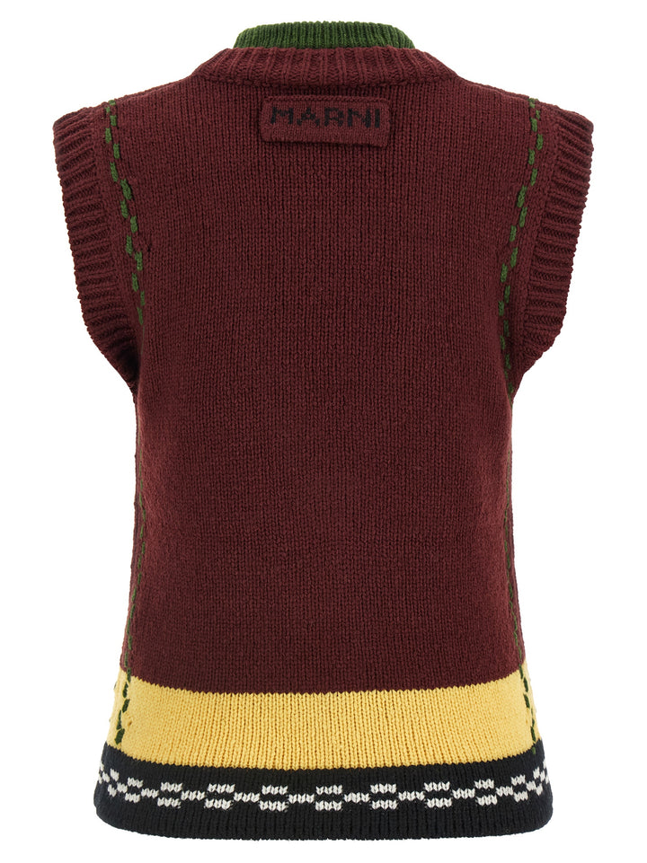 Marni Knit Vest Gilet - Bordeaux | 846ee67f8d8ef1e4f13a3e34ad8d4d34b1924543
