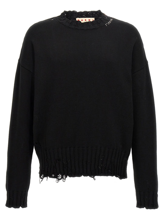 Destroyed Effect Sweater Maglioni Nero