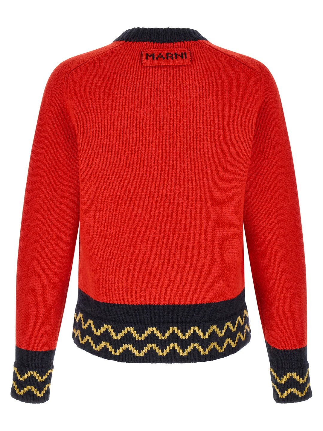 Marni Geometric Intarsia Sweater Maglioni - Rosso | 4899b55d350bd3dbddbd4421e647f03600993ff6