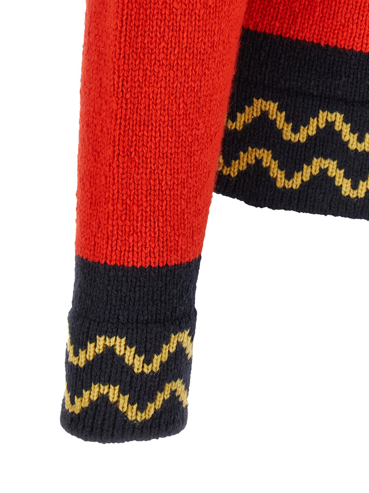 Marni Geometric Intarsia Sweater Maglioni - Rosso | 21b7f2dcef7cab3458ed3aa1c3b01be40aa0cf16