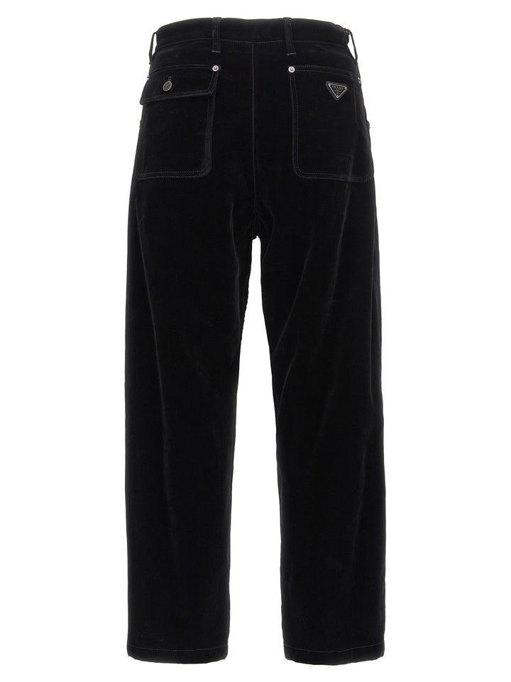Prada Velvet Pantaloni - Nero | c173388b1fdd507fe83752f1df741fecbd57e1a7