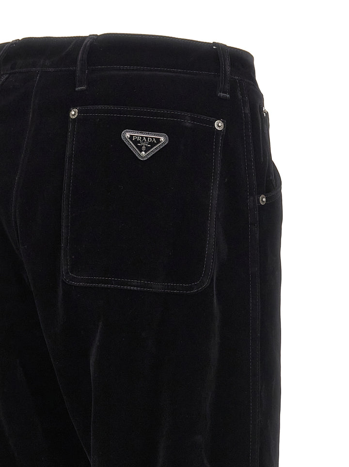 Prada Velvet Pantaloni - Nero | 69fa7bdba6f4ba1143ea6852f6f4a42c0f2bef5b
