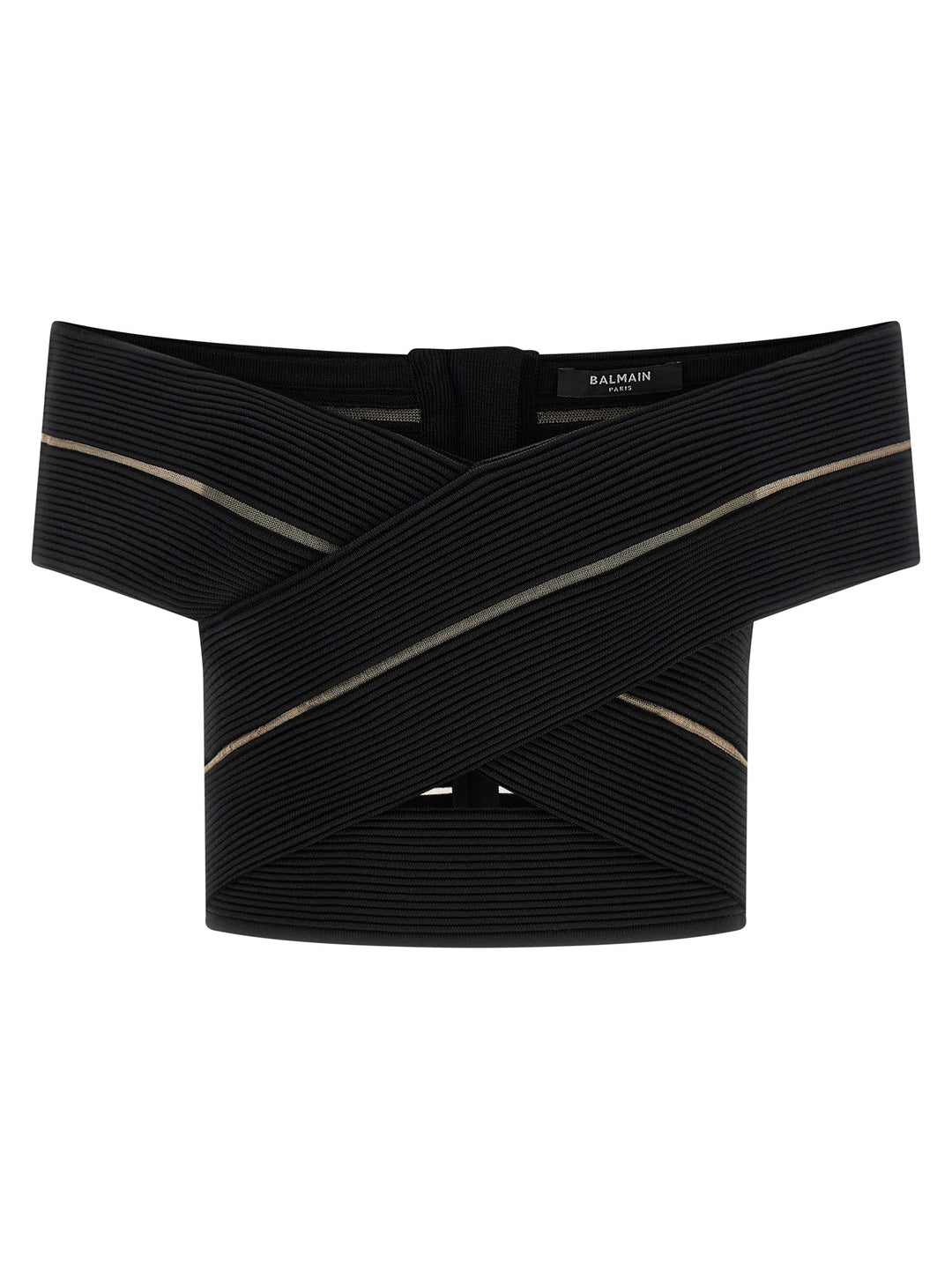 Balmain Off-The-Shoulder Crop Top Top - Nero | 0d5b81dec05de69eec21082f9a2a99a39b504643