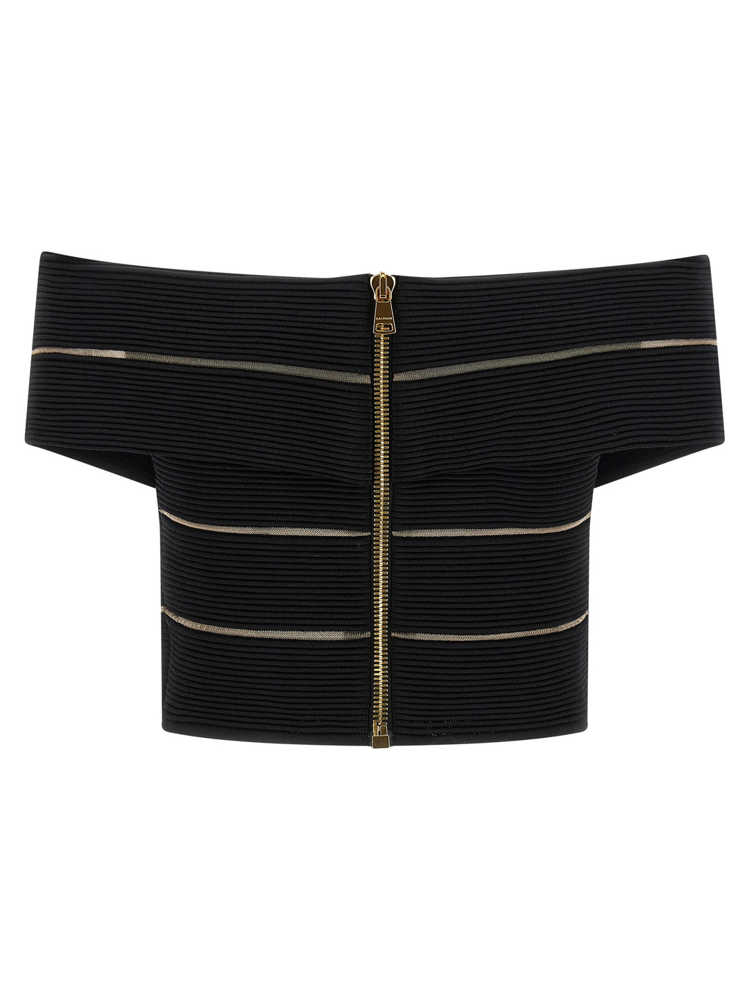 Balmain Off-The-Shoulder Crop Top Top - Nero | 48e3628ee5698926e4d1eb711c37db3cda71e6bd