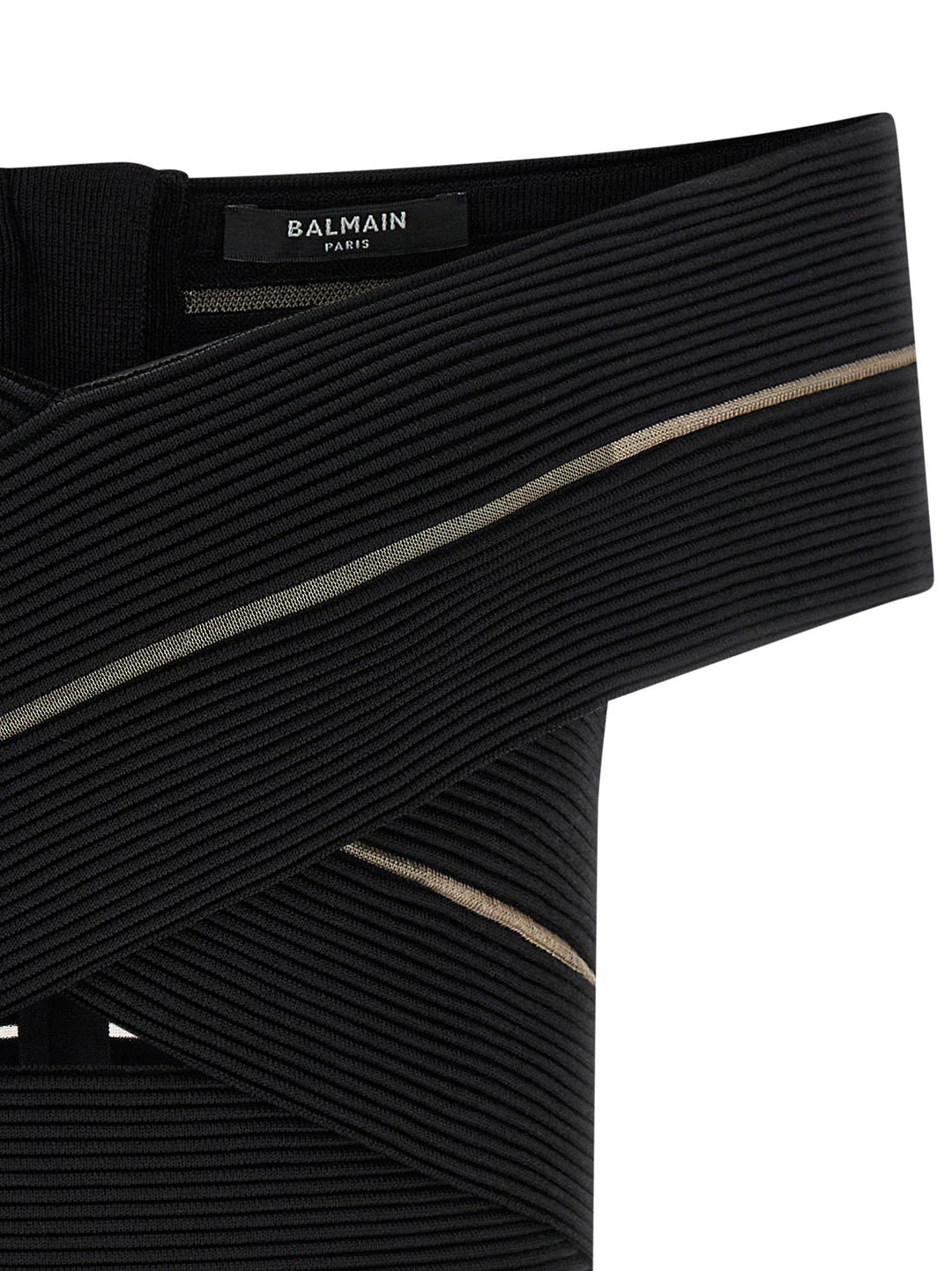 Balmain Off-The-Shoulder Crop Top Top - Nero | 4cf21e8e45d901c76cece8a3bf1833ba80e939d1