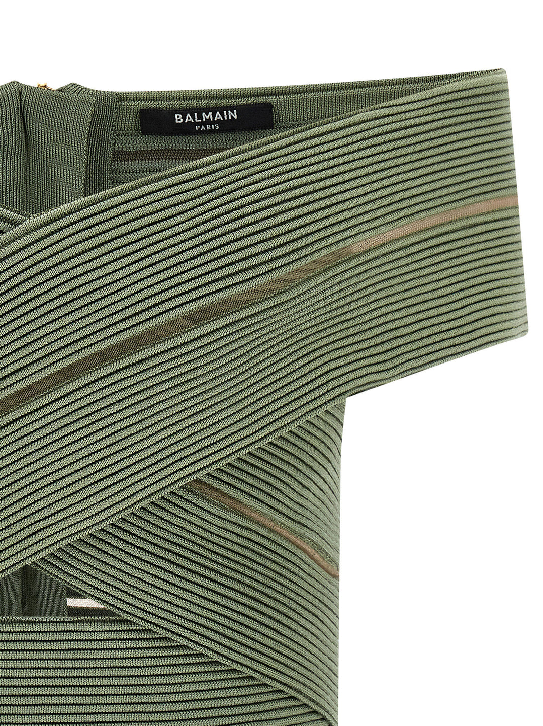 Balmain Off-The-Shoulder Crop Top Top - Verde | 8d6351498f7a54e144fb44d5e13293a39668afae