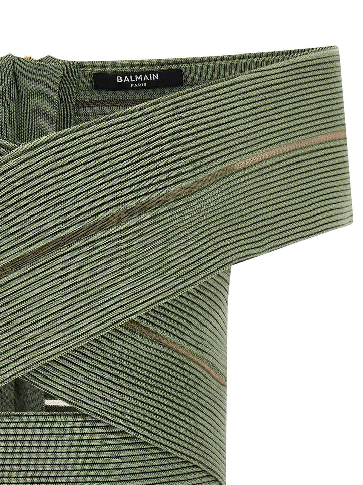 Balmain Off-The-Shoulder Crop Top Top - Verde | 8d6351498f7a54e144fb44d5e13293a39668afae