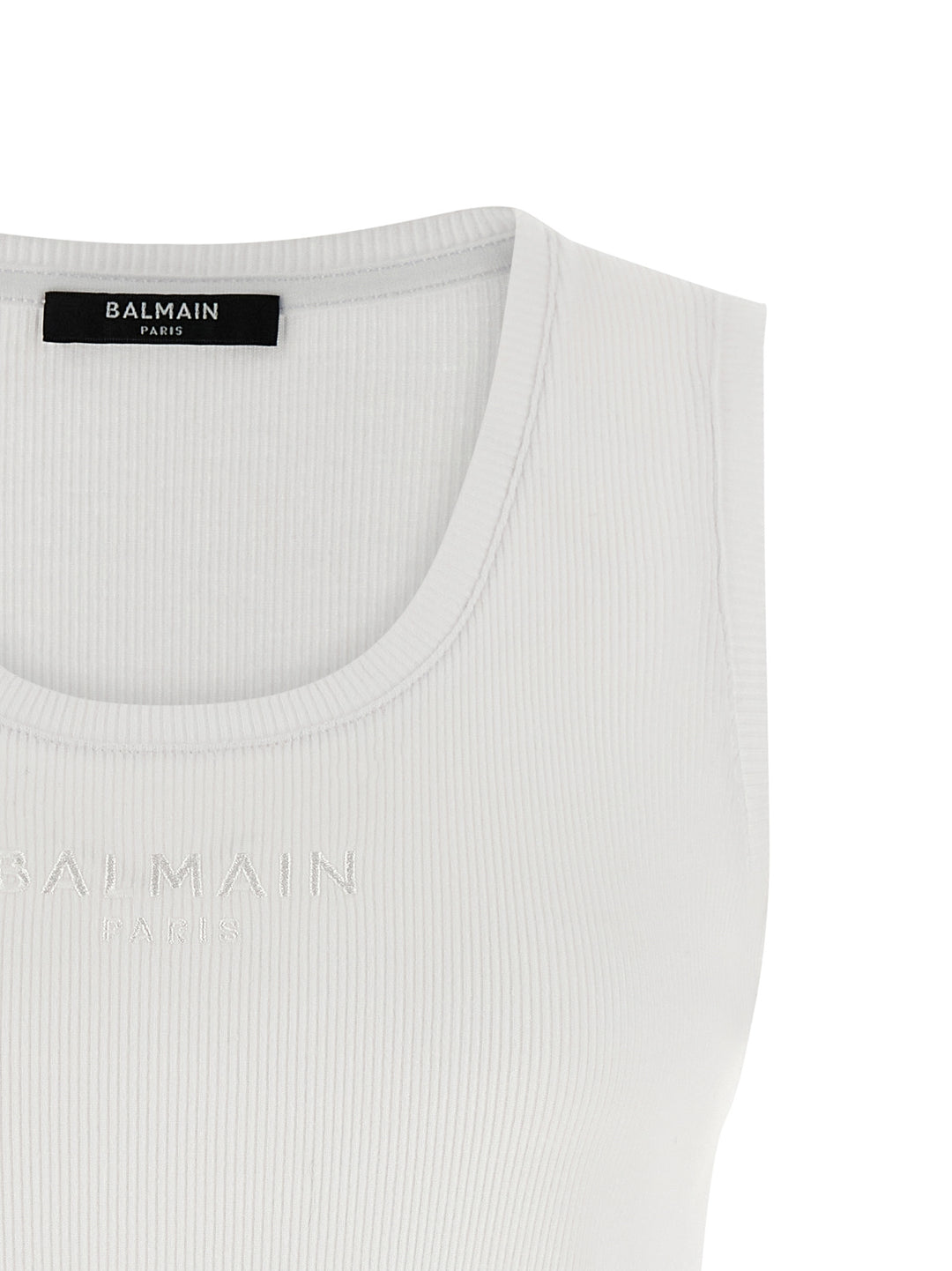 Balmain Logo Embroidery Tank Top Top - Bianco | b14a045ee2d82c16bdb7da4055efd183e9857f11